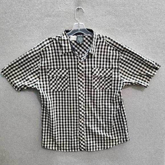 Green Tek Men Button Up Shirt XL White Check Pearl Snap Western - Picture 1 of 8